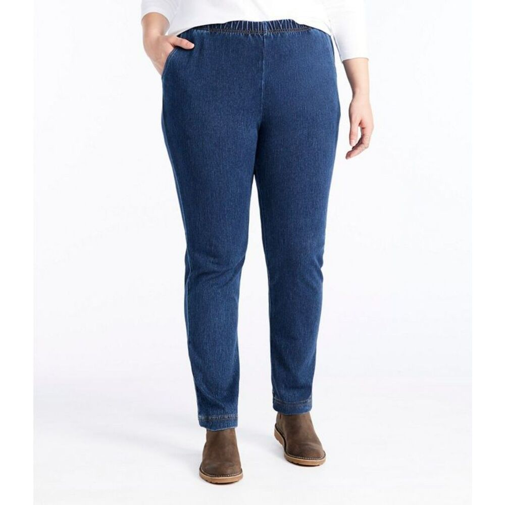 LL BEAN Indigo Perfect Fit Original Denim Pants 2X Stretch High Rise Tapered